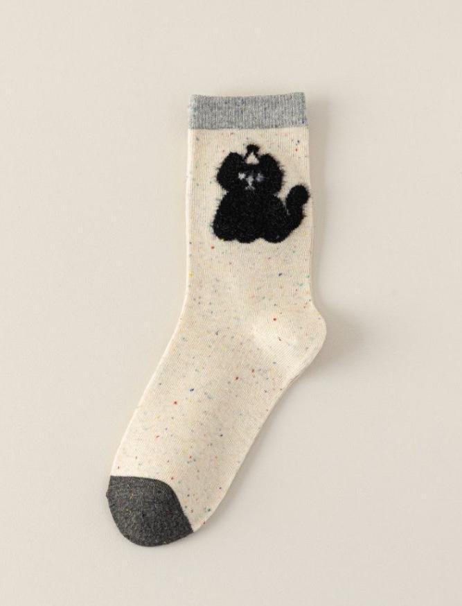 

Корейские трендовые осенне-зимние мультяшные плюшевые женские носки до середины икры с пряжей в горошек темпура One Size