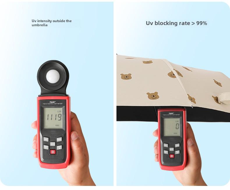 Kreskówkowy Składany Parasol z Ochroną UV: Parasol podwójnego zastosowania na słońce i deszcz z motywem misia