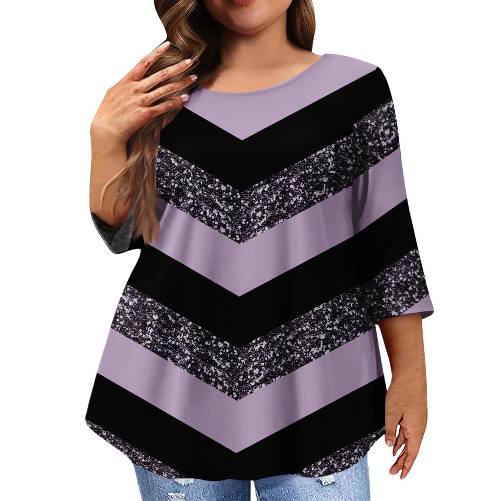 Women's Fashion Casual Round  Neck 3/4 Sleeve Oversized Top