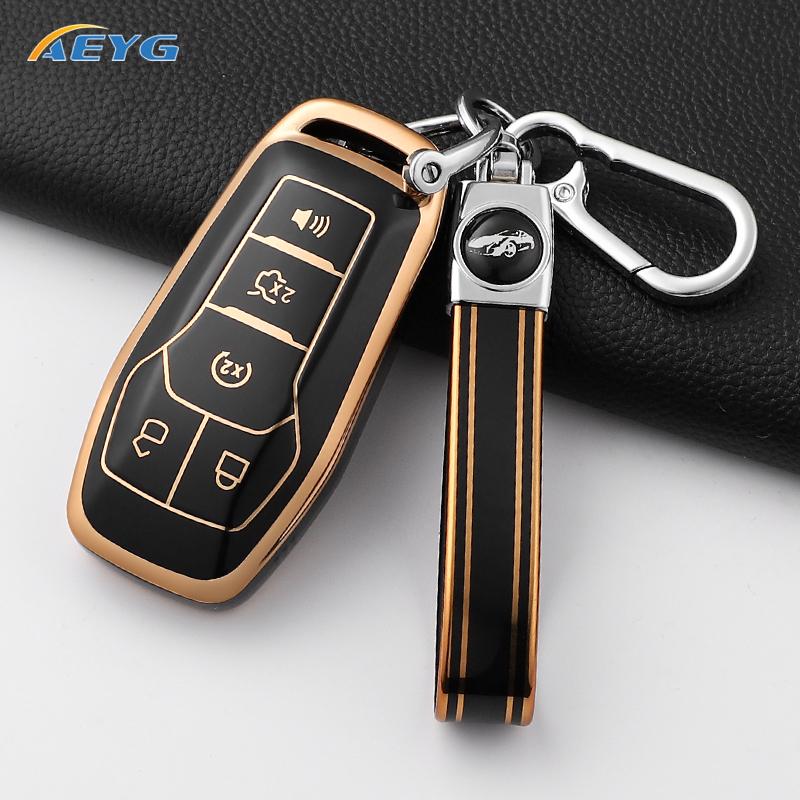 Tpu Car Key Cover Case Shell Fob For Ford Fusion F-150 Edge Explorer Mustang Lincoln Mkz Mkc Platinum  F150 Lariat 5 Buttons