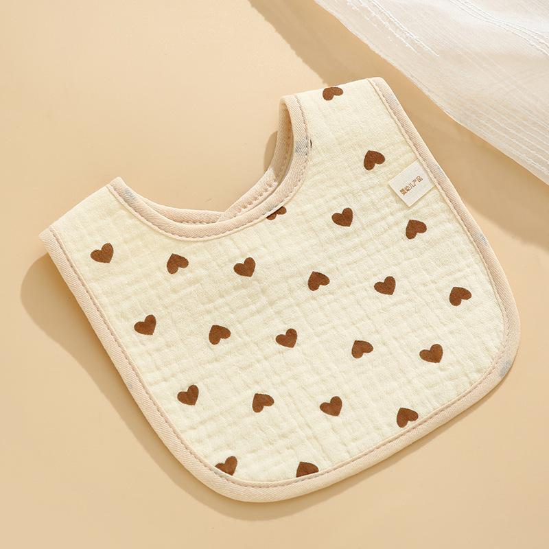 Baby Saliva Towel Class A Four-Layer Crepe Cartoon Snap-Button Bib Baby Triangle Scarf Newborn Bib