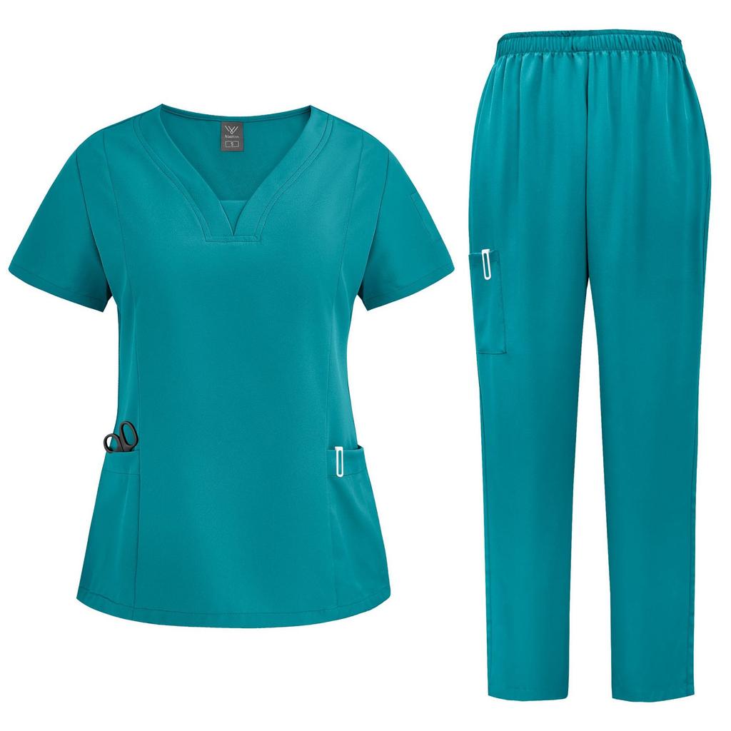 Women’s Surgical Scrubs High Quality Medical Nursing Scrub Sets Short Sleeved Top+pants Beauty Salon Dental Clinic Nurse Uniform