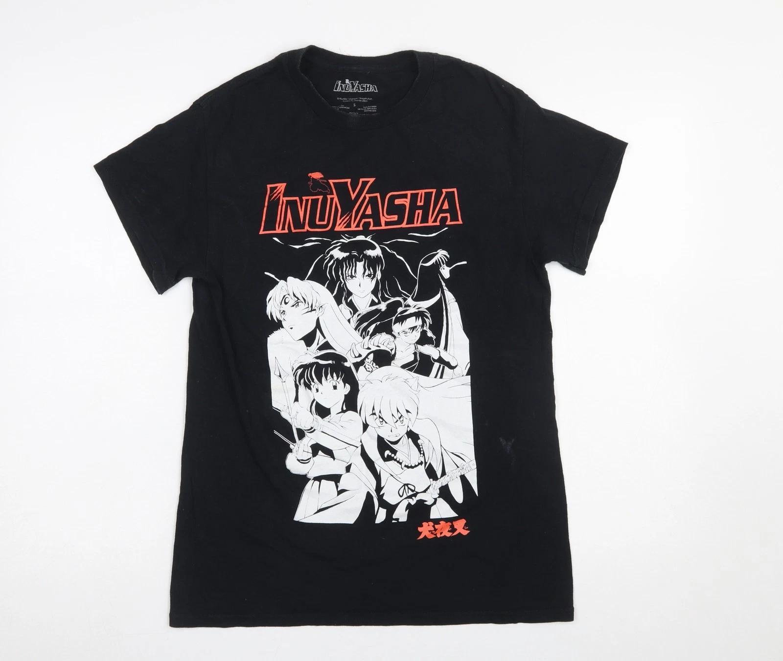 InuYasha Men’s Black Short Sleeve Graphic Anime T-Shirt Size S XL