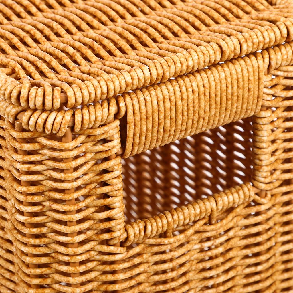 Cajas de Almacenamiento con Tapa Estrecha y Alta Cestas Tejidas Revistero Plástico Hogar Cocina Juguete Verdura Picnic Contenedores con Asas