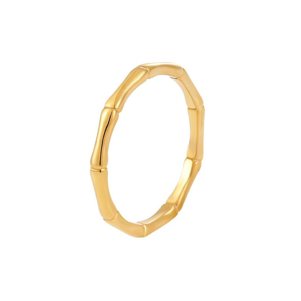 New Korean-Japanese Bamboo Joint Ring: Cold Style, Women's Titanium Steel, Non-Fading, Stackable Index Finger Accessory.