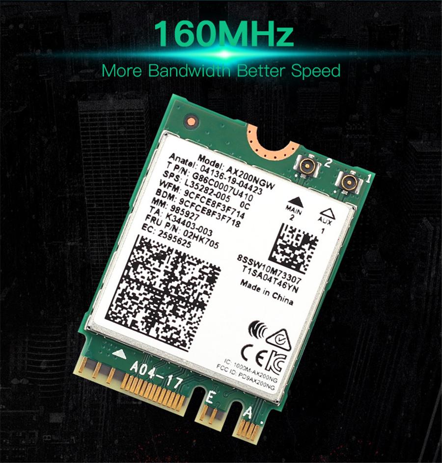 Intel AX200 Wi-Fi 6 + Bluetooth 5.1 - M.2 NGFF Card