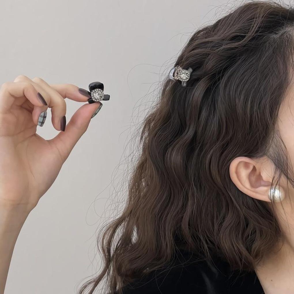 Women s Mini Cubic Clip Small Hair Clip black