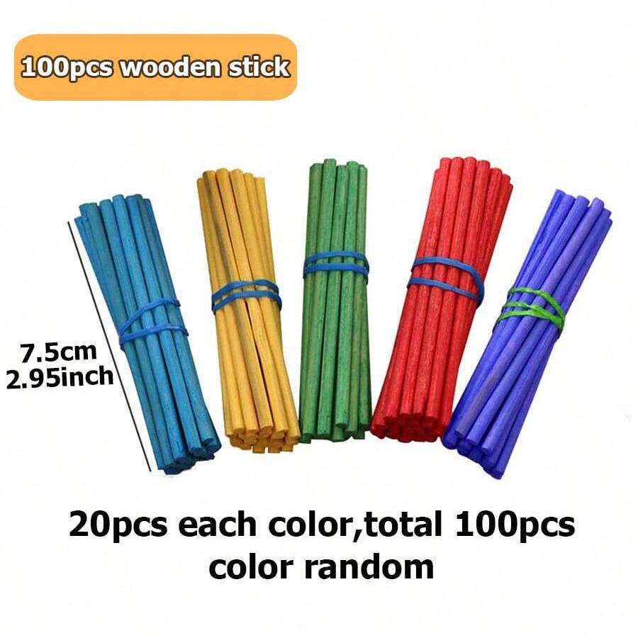 100pcs Counting Sticks Wooden/Plastic Available Student Math Learning Teaching Aids School Mathematical Calculation Accessories