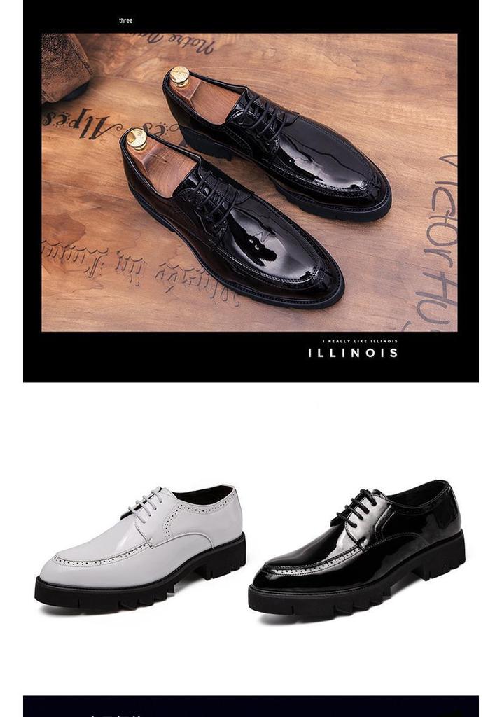 Men's Korean/British Style Leather Shoes: Height-Boosting, Thick Sole for Wedding & Business Casual