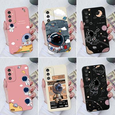 Roztomilá pouzdra pro astronauty pro Samsung Galaxy A02 A03 A04 A12 A13 A14 A31 A51 A71 M54 čtvercový tekutý silikonový zadní kryt pro Samsung Galaxy Bumper Fundas