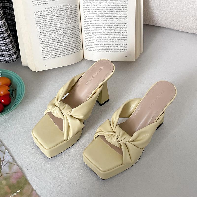 

Internet celebrity explosion fairy style high heel slippers women s summer wear 2025 new models with skirts heightening cool slippers 39 жёлтый