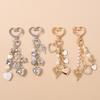 Cute Imitation Pearl Keychain Metal Love Heart Bow Pendant Keyrings For Women Car Key Holder Handbag Key Chains Diy Gifts