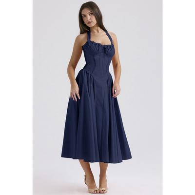 Vestido Midi Elegante Linha A Novidades Gola Halter Sexy Vestidos para Festas de Férias Roupas de Verão para Mulheres Atacado