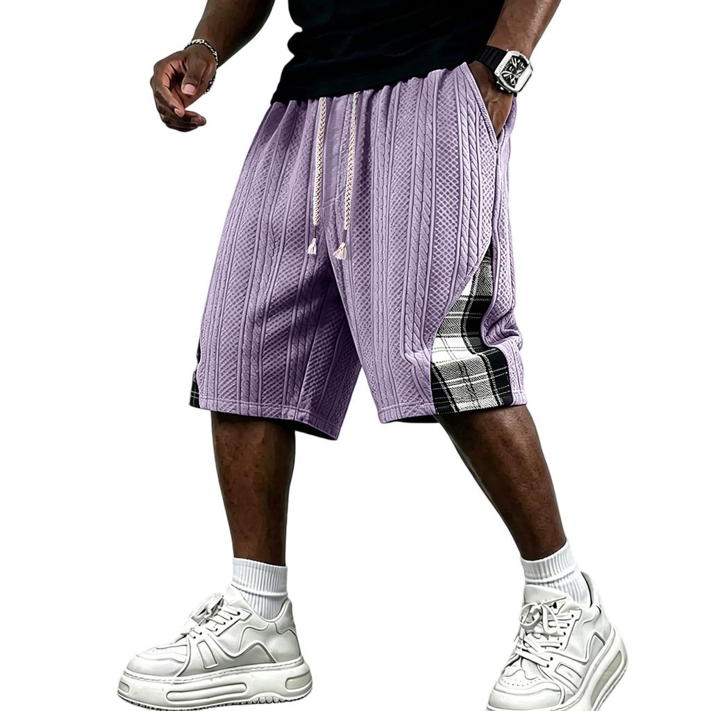 Pantaloncini Sportivi Casual da Uomo Estivi in Jacquard, Vestibilità Larga, con Elastico in Vita e Coulisse, per Attività all'Aperto e Uso Quotidiano