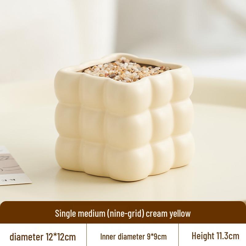 Nordic Style Cream Ceramic Succulent Pot for Phalaenopsis and Green Plants