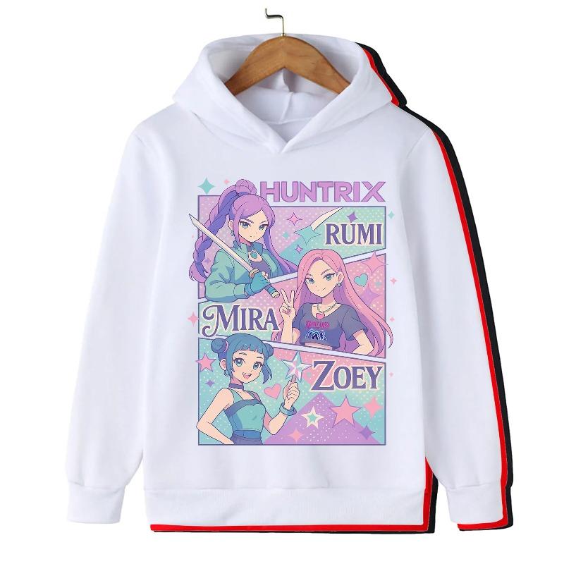 KPOP Devil Hunter Boy Girl Hoodie Street Sports Casual Trendy Harajuku Cartoon Children Autumn Winter Sweatshirt Clothing Top