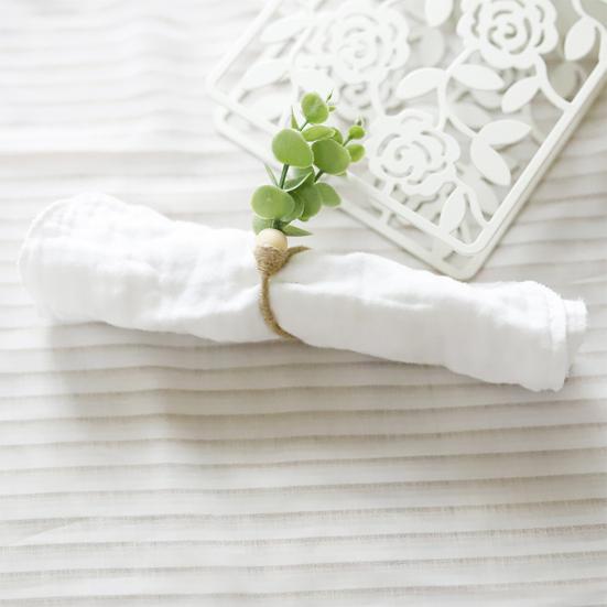 6 ks Sponky na ubrousky Falešný list Provázková dekorace Dřevěná korálka Boho