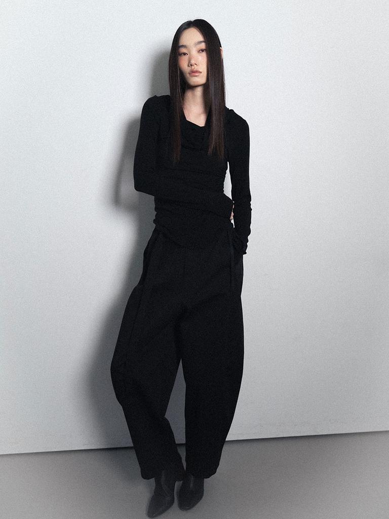 Visus Cotton Belted Pants_Black
