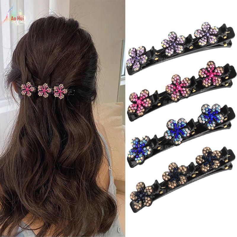 Trendy European & American Braided Hairpin Set: Floral and Bangs Clips