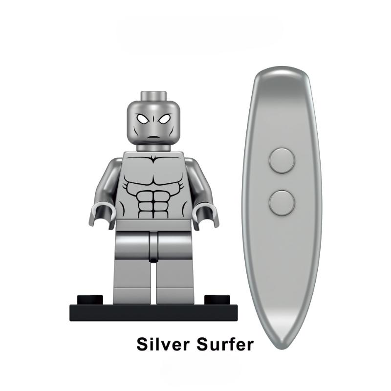 

Fantastic Four Minifigures Set Mister Fantastic Invisible Woman Human Torch Thing Silver Surfer Building Blocks Kid Toys Gifts
