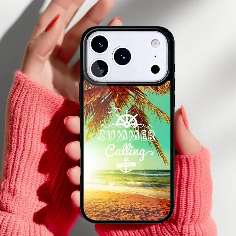 Summer Beach Sunset Palm Tree Phone Case for iPhone 17 Air 16e 15 14 13 Pro Max Back Cover for 12 11 Pro Coque