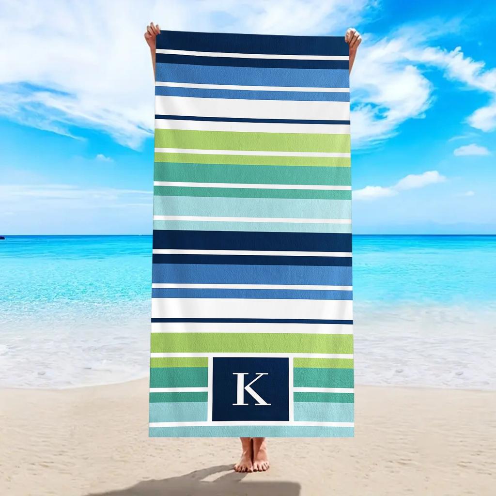 Striped Beach Towel Microfiber Quick-Drying Absorbent Beach Towel Striped Beach Towel
