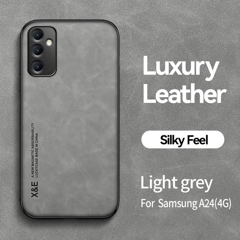 Luxury Leather Case for Samsung Galaxy A33 5G A31 A30S A25 5G A24 A23 A22 A21S A15 A14 A13 A12 with Metal Plate Support Car Hold