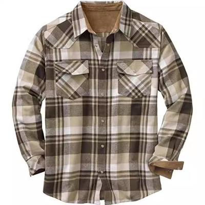 Spring and Autumn New Men's Clothing Color Matching Plaid Printing Shirt, Cardigan Lapel Long-sleeved Plaid Shirt