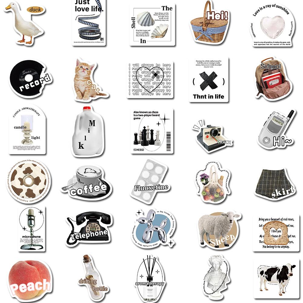 55 Cartoon Ins Simple Style Graffiti Stickers Can Decorate Suitcase Pen Guitar Notebook Waterproof and Explosive