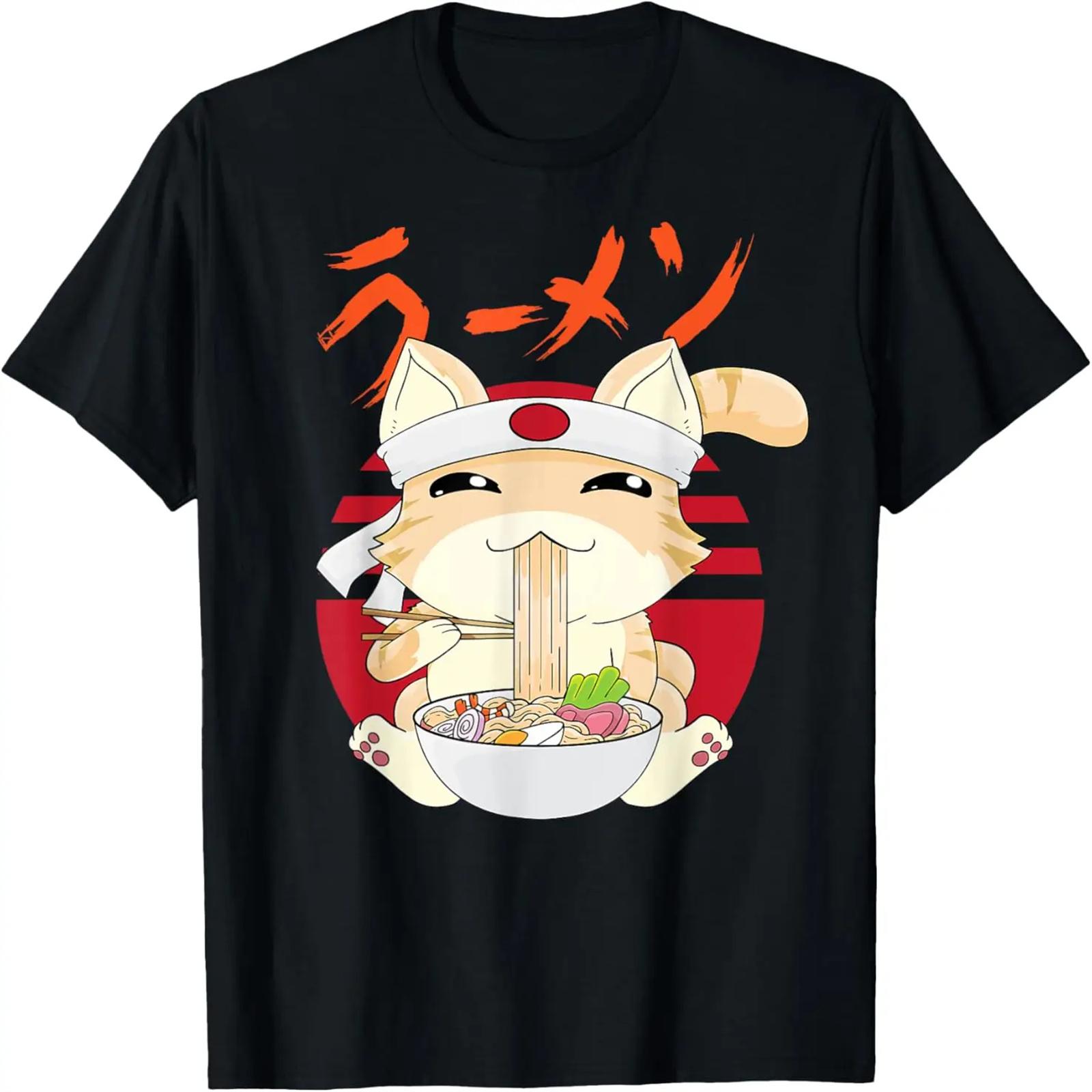 Ramen Cat Kawaii Neko Ramen Japanese Anime T-Shirt S