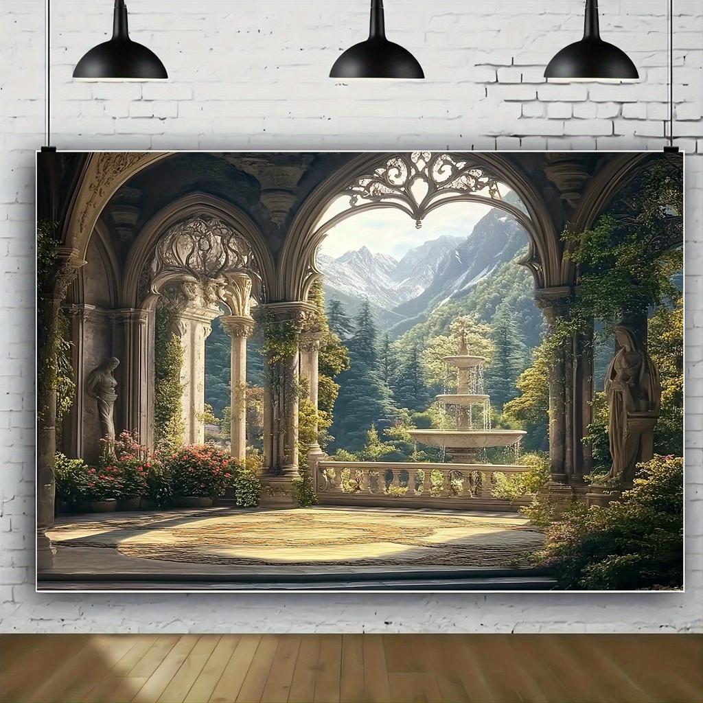 Magical Garden Castle Landscape Banner, Suitable for Birthdays, Holidays, Parties, Multiple Sizes To Choose from