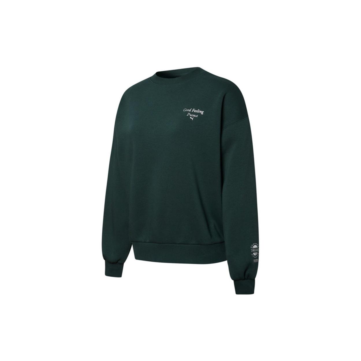 (WMNS) PUMA Logo Wellness Club Crewneck Sweatshirt Dark Green Women s 534398-80 XL