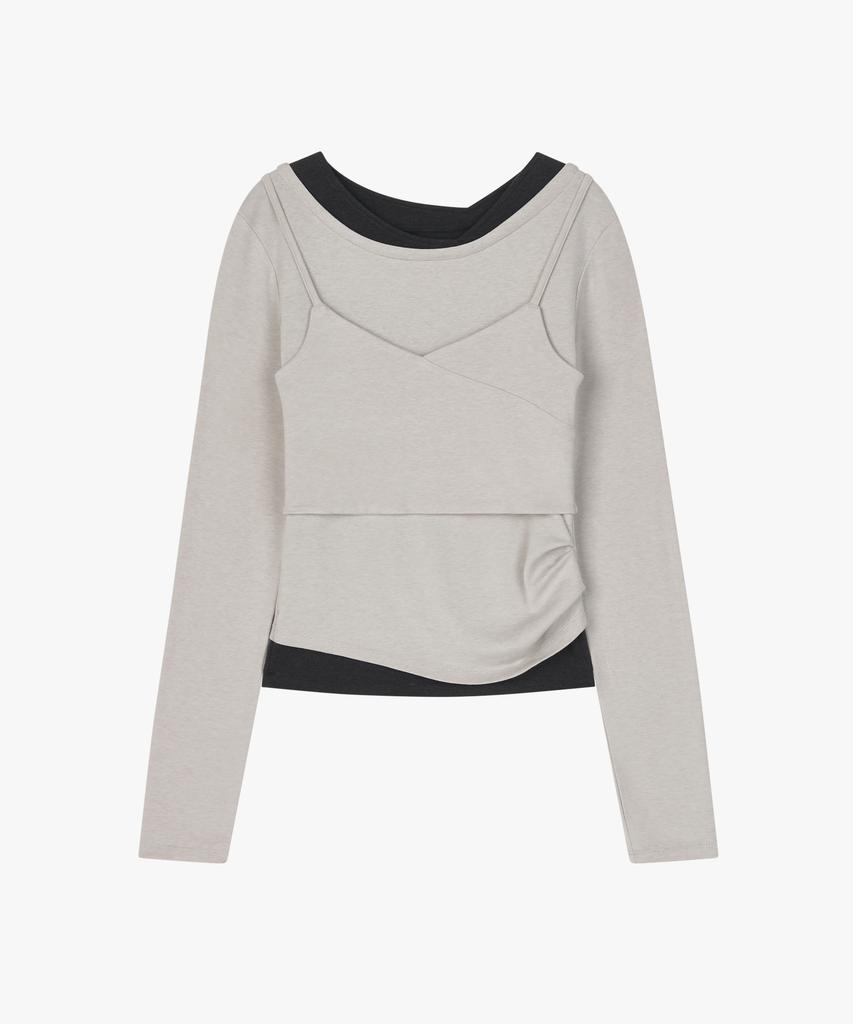 SSEUL Layered Bustier Long Sleeve Light Gray