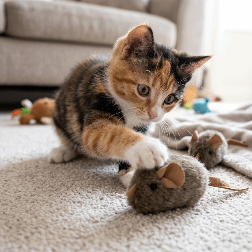 2PCS Bite-resistant Simulation Mouse Toy Automatic Squeaky Cat Teaser Wand Cat Exercise