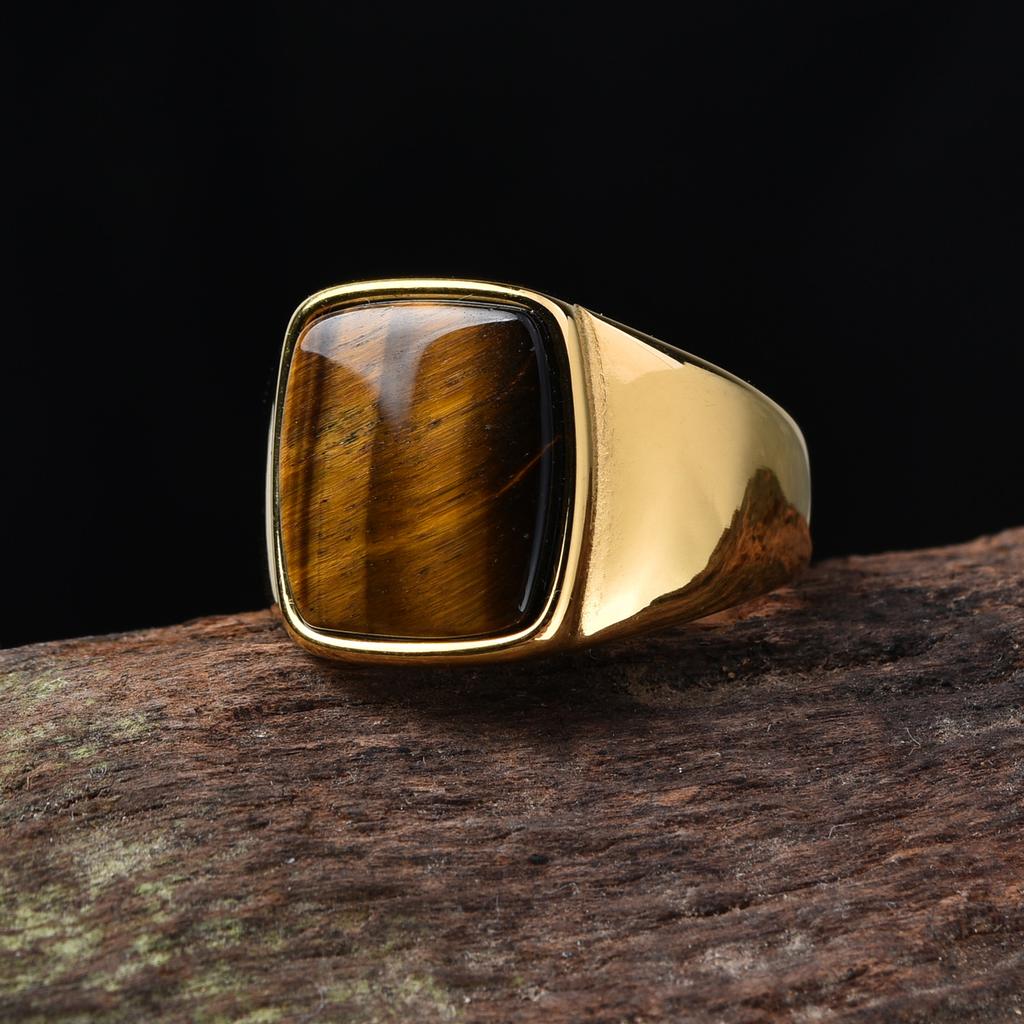 A3508 Men's/Women Trend High Quality 316LStainless Steel Multiple Colors Zircon Style Onyx Golden Rings Jewelry