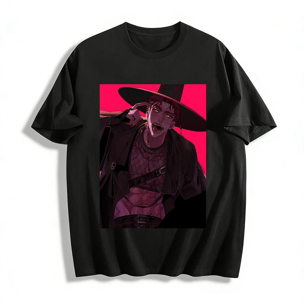 

Dark Style Fanged Hunk Printed Top, Mesh Patchwork Design, Niche Cool Streetwear For Trendsetters Pure cotton T-shirt XXS