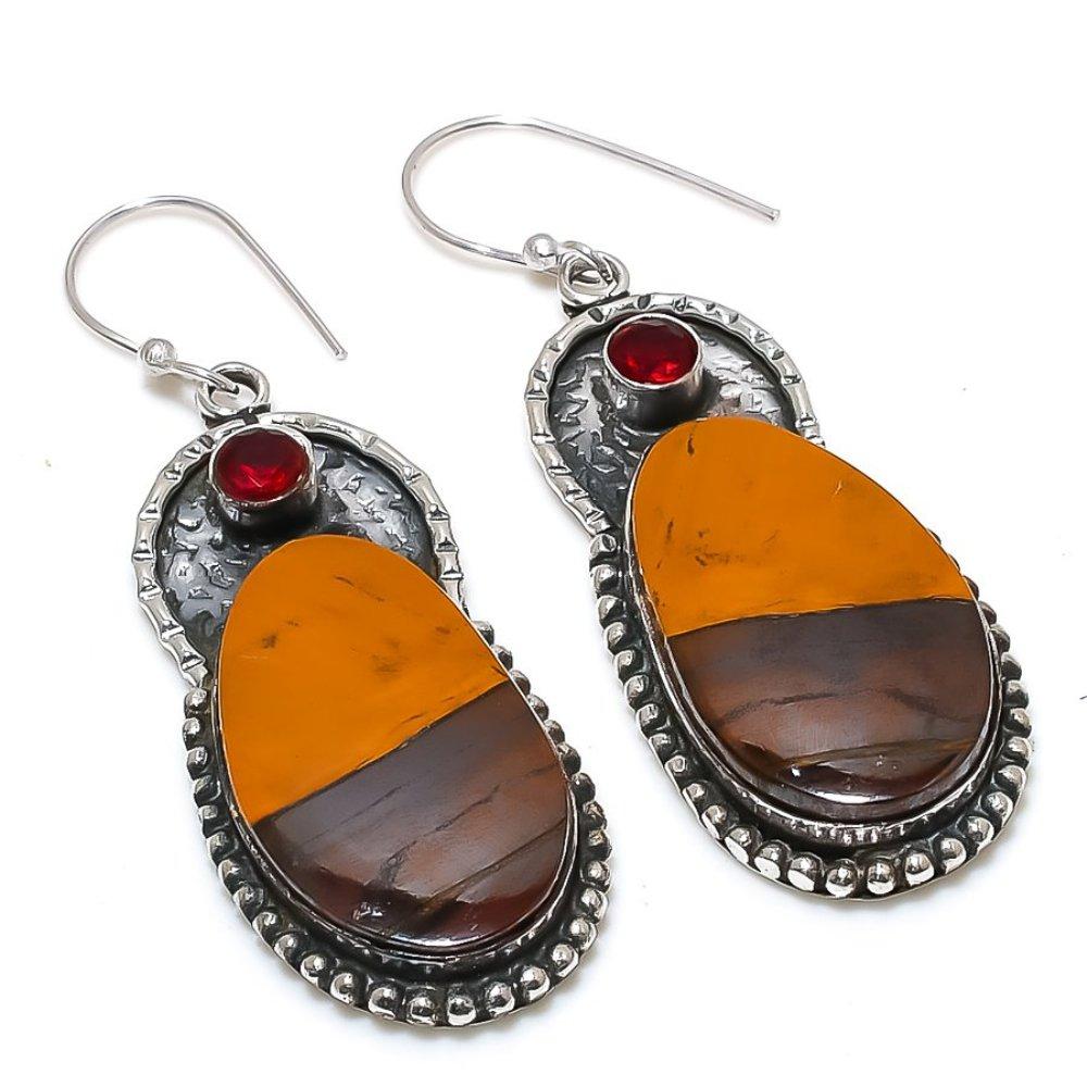 

Серьги из стерлингового серебра 925 пробы с натуральным мукаитом и гранатом, 2,56 дюйма P5J67