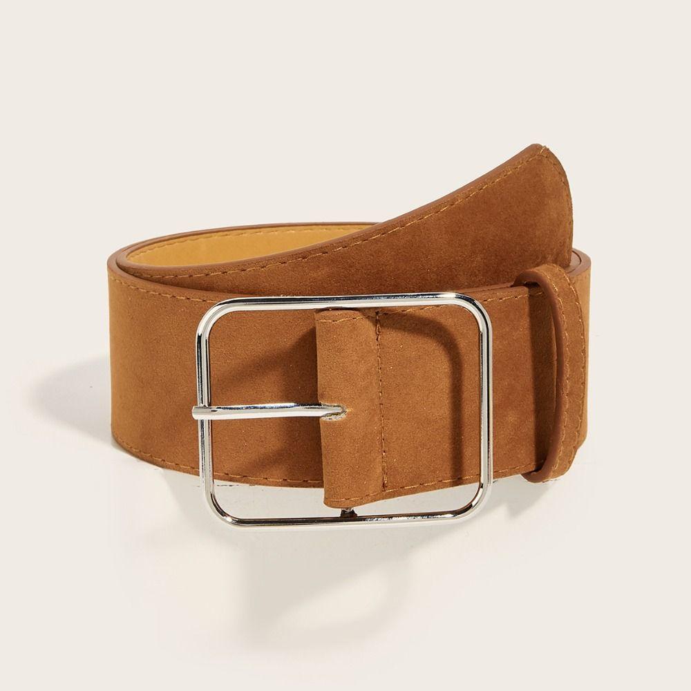 Luxury Design Suede Leather Wide Belt Trendy Trouser Dress Belts Retro Pin Buckle Waistband Gifts