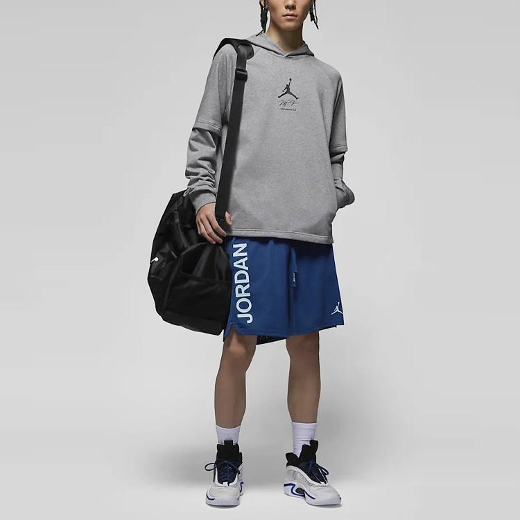 Jordan Logo Hooded Pullover Long-Sleeve Sweatshirt Men Tops Grey DV9782-091