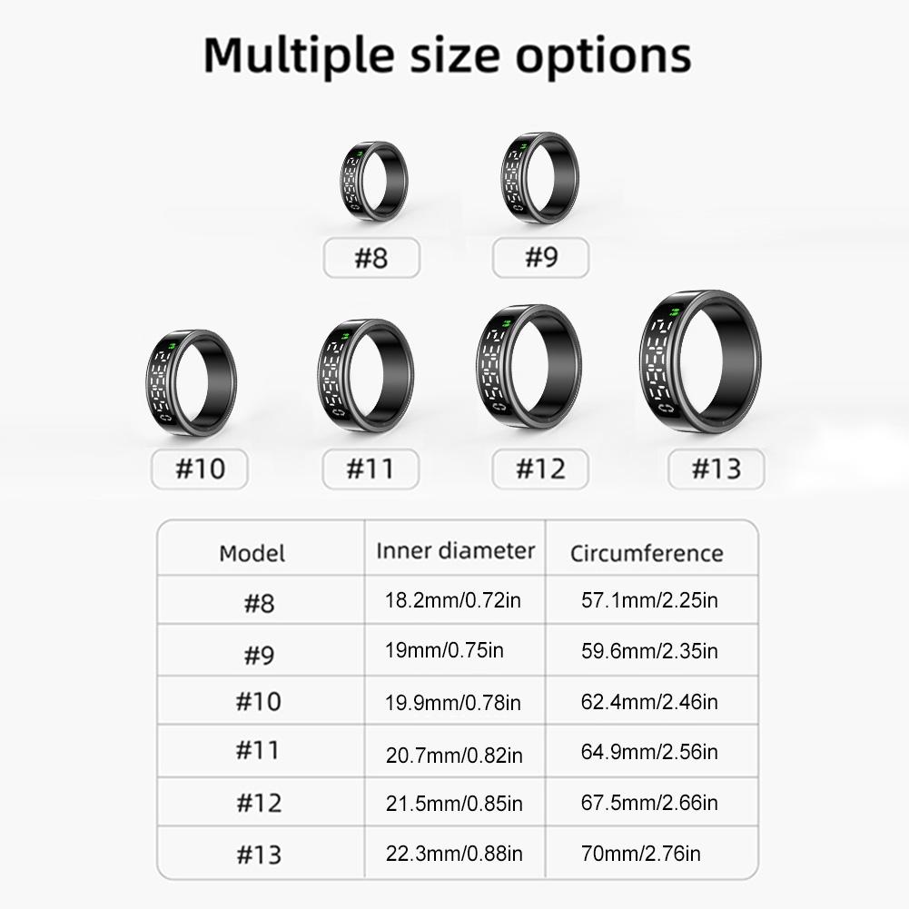SY01 LED Display Screen Smart Ring Waterproof Connected Ring Oxygen Sleep Monitoring Health Tracker Multi Sport Modes Smart Ring