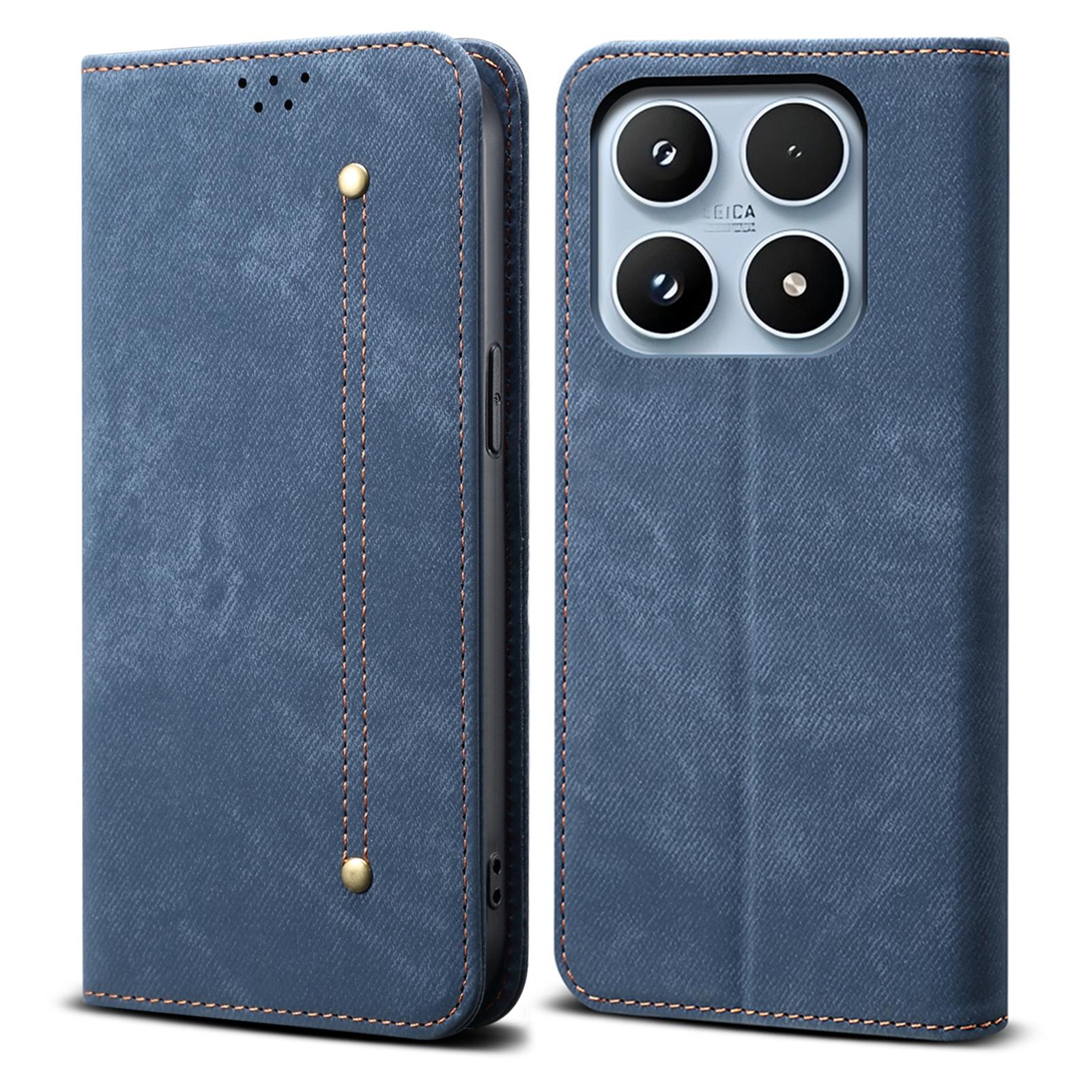 

For Xiaomi 17 Case Jeans Cloth Texture Anti-Scratch Leather Stand Phone Cover