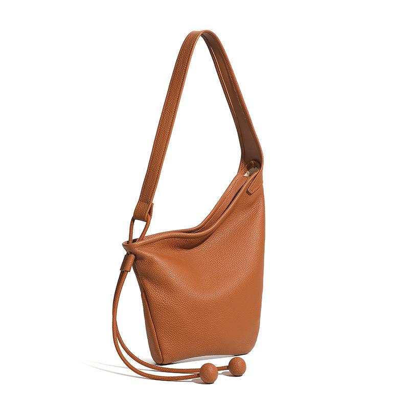Genuine Leather Dumpling Bag Minimalist Knot Croissant Bag Single-shoulder Crossbody Bag for Women