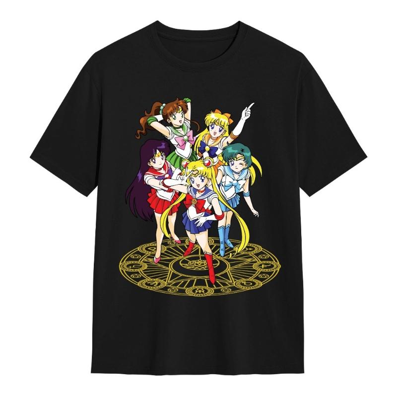 Japanese Anime Sailor Moon T-shirt Men's Cotton T-shirt Summer New Retro Men's and Women's Streetwear