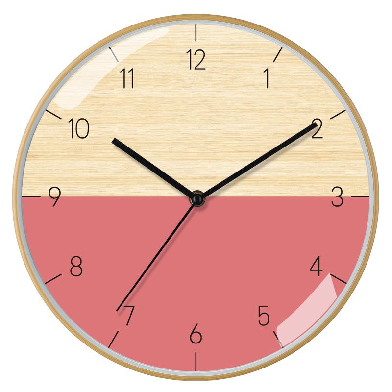 12 Inch 30cm New Chinese Style Imitation Wood Grain Bamboo Pattern Brushed Silent Clock Fashionable Living Room Personalized Creative Wall Clock
