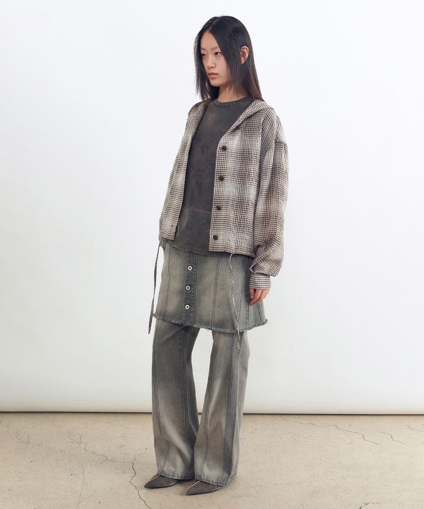 Insilence Woman Divide Denim Skirt Ash Grey