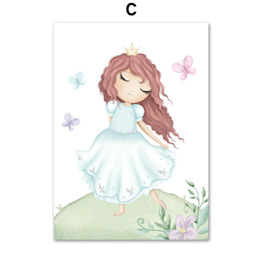 Castle Girl Princess Name Custom Butterfly Nursery Wall Art Canvas Painting Posters And Prints Picture For Baby Kids Room Decor