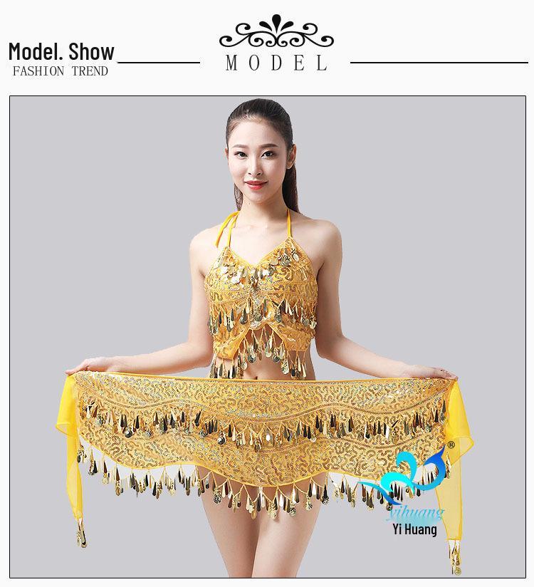 Sequined Hip Scarf with Tassel Coins for Jazz & Belly Dance Performance