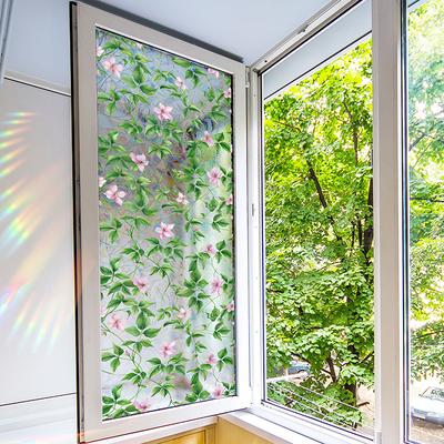 Sun Glare Electrostatic Glass Sticker Fresh Retro Flower Vine Window Sticker Decorative Double-Sided Visual Stickers