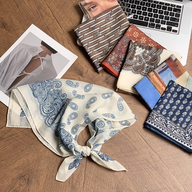 Silk Scarf Neck Small Square Scarf High Sense Summer New Thin Shirt Small Scarf Scarf Shawl Headscarf Headband