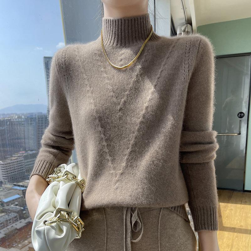 Plus Size Solid Half Turtleneck Sweater, Casual Long Sleeve Pullover Top for Fall & Winter, Women's Plus Size Clothing